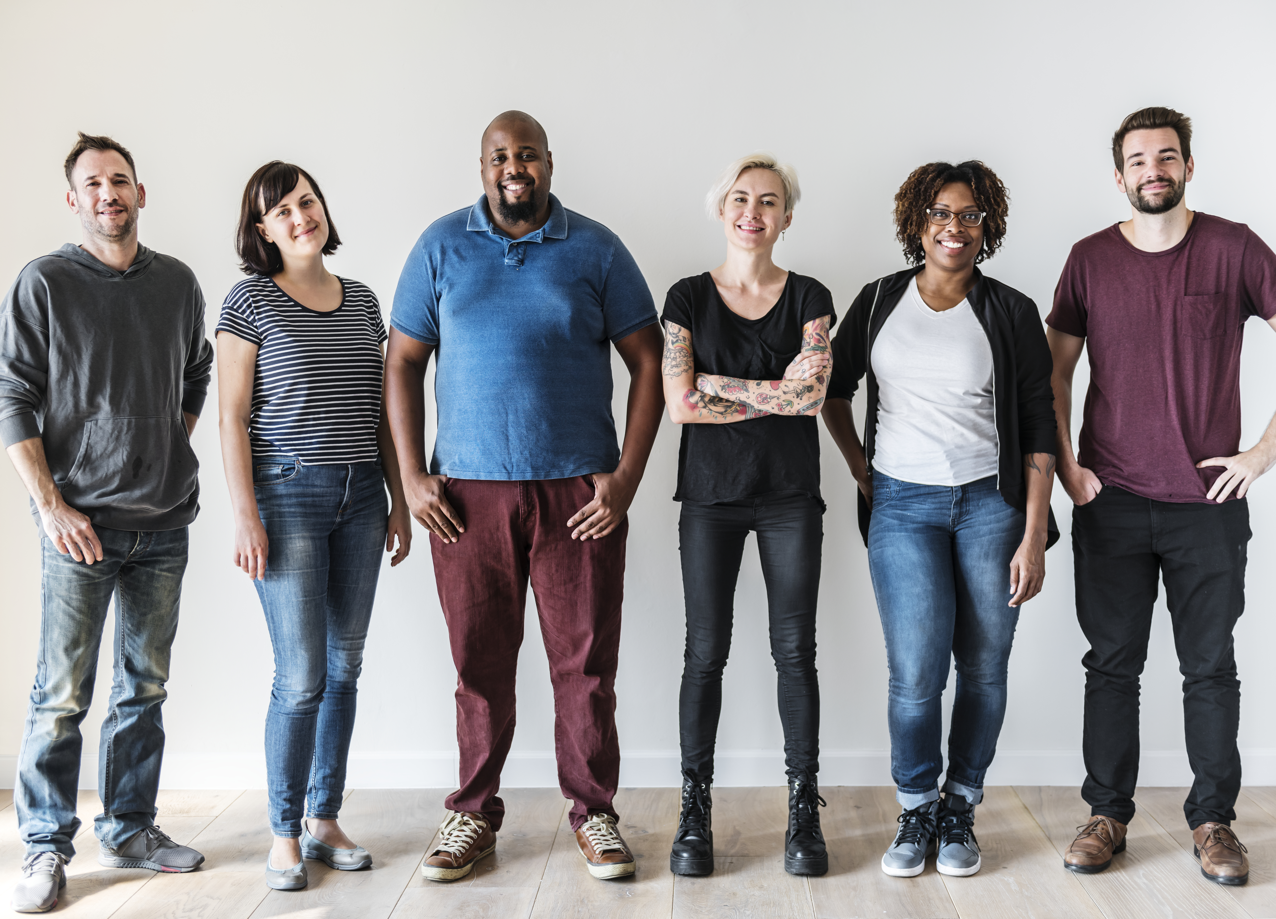 Happy diverse group learning together